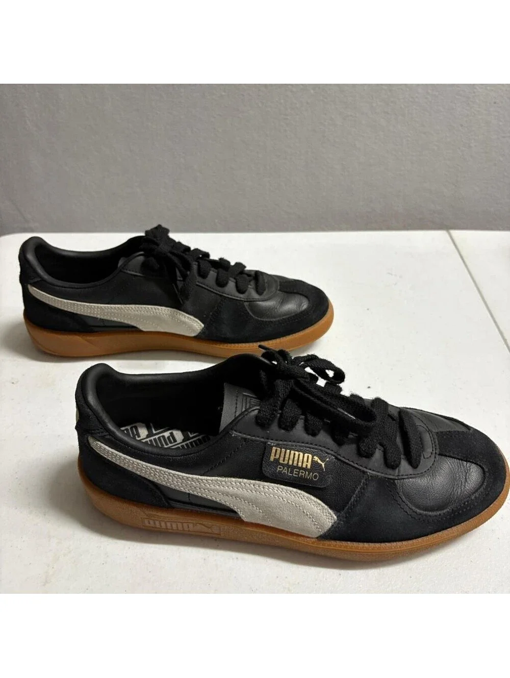 Puma Palermo Lth Black Feather Gray Gum Mens Size 10 Leather Sneakers 396464-03